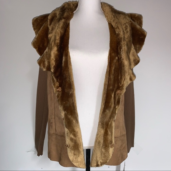 New Nygard Size XL Faux Suede Fur Jacket Sweater - Picture 3 of 9